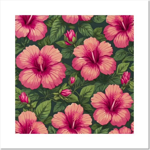 Pink hibiscus flowers Wall Art by ANVC Abstract Patterns